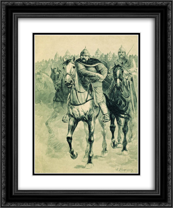 Volga Vseslavevich 20x24 Black Ornate Wood Framed Art Print Poster with Double Matting by Ryabushkin, Andrei