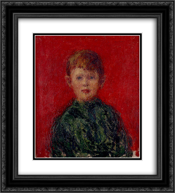 Nino vestido de verde 20x22 Black Ornate Wood Framed Art Print Poster with Double Matting by Santa Maria, Andres de