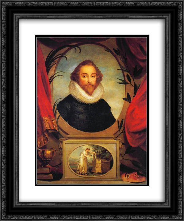Ideal portrait of Shakespeare 20x24 Black Ornate Wood Framed Art Print Poster with Double Matting by Kauffman, Angelica