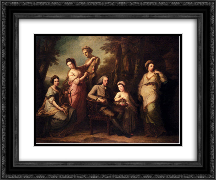 Portrait Of Philip Tisdall With His Wife And Family 24x20 Black Ornate Wood Framed Art Print Poster with Double Matting by Kauffman, Angelica