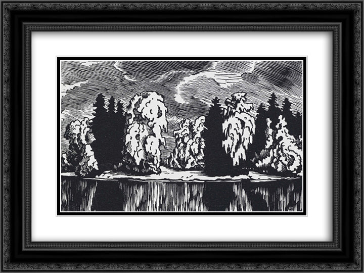 Perspective of the Constantine Palace 24x18 Black Ornate Wood Framed Art Print Poster with Double Matting by Ostroumova Lebedeva, Anna