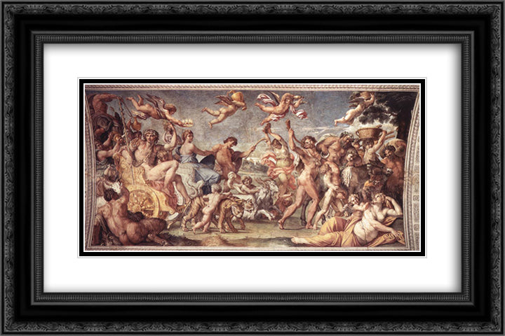 Triumph of Bacchus and Ariadne 24x16 Black Ornate Wood Framed Art Print Poster with Double Matting by Carracci, Annibale