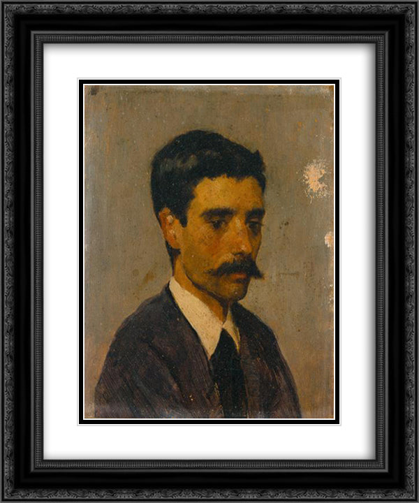 Auto-retrato 20x24 Black Ornate Wood Framed Art Print Poster with Double Matting by Silva Porto, Antonio da