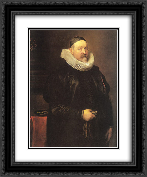 Portrait of Adriaen Stevens 20x24 Black Ornate Wood Framed Art Print Poster with Double Matting by van Dyck, Anthony
