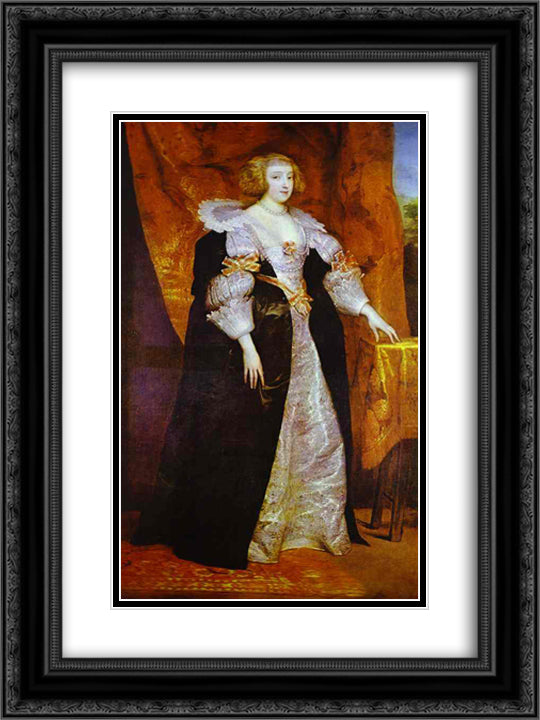 Portrait of an Unknown Woman 18x24 Black Ornate Wood Framed Art Print Poster with Double Matting by van Dyck, Anthony