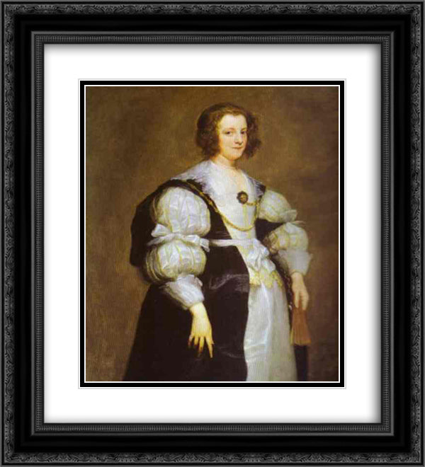 Portrait of Dona Polyxena Spinola Guzm de Lagan`s 20x22 Black Ornate Wood Framed Art Print Poster with Double Matting by van Dyck, Anthony
