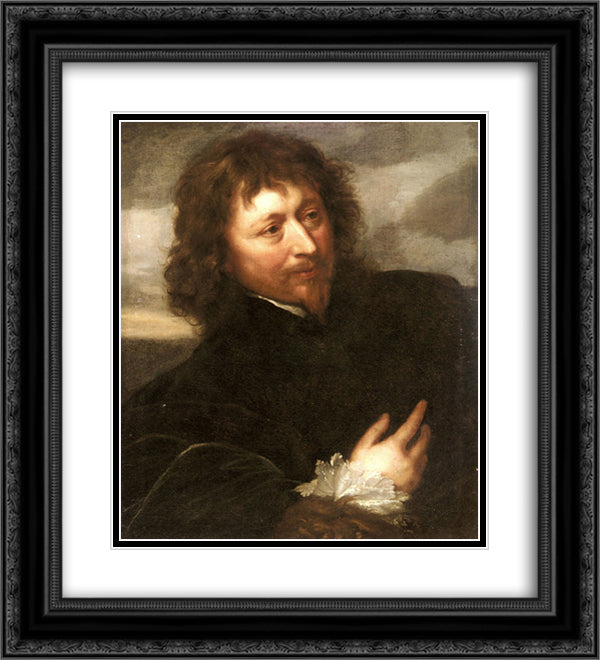 Portrait of Endymion Porter 20x22 Black Ornate Wood Framed Art Print Poster with Double Matting by van Dyck, Anthony