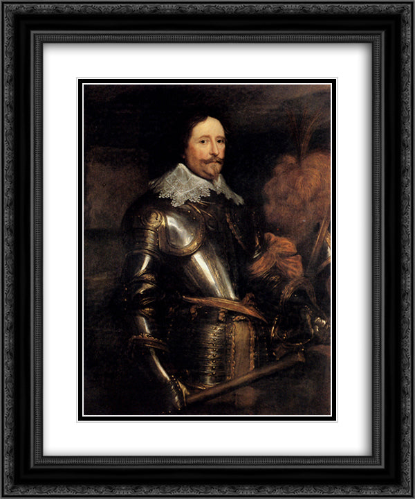 Portrait Of Frederik Hendrik 20x24 Black Ornate Wood Framed Art Print Poster with Double Matting by van Dyck, Anthony