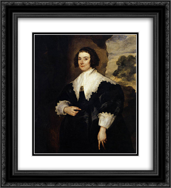 Portrait of Isabella van Assche, Wife of Justus van Meerstraten (d.1639) 1634 35 (oil on canvas) 20x22 Black Ornate Wood Framed Art Print Poster with Double Matting by van Dyck, Anthony
