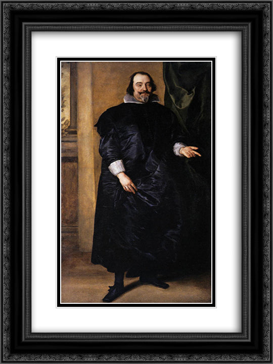 Portrait of Joost de Hertoghe 18x24 Black Ornate Wood Framed Art Print Poster with Double Matting by van Dyck, Anthony