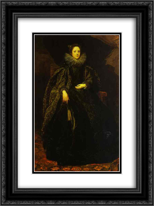 Portrait of Marchesa Balbi 18x24 Black Ornate Wood Framed Art Print Poster with Double Matting by van Dyck, Anthony