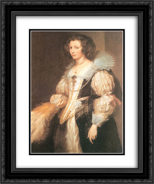 Portrait of Maria Lugia de Tassis 20x24 Black Ornate Wood Framed Art Print Poster with Double Matting by van Dyck, Anthony