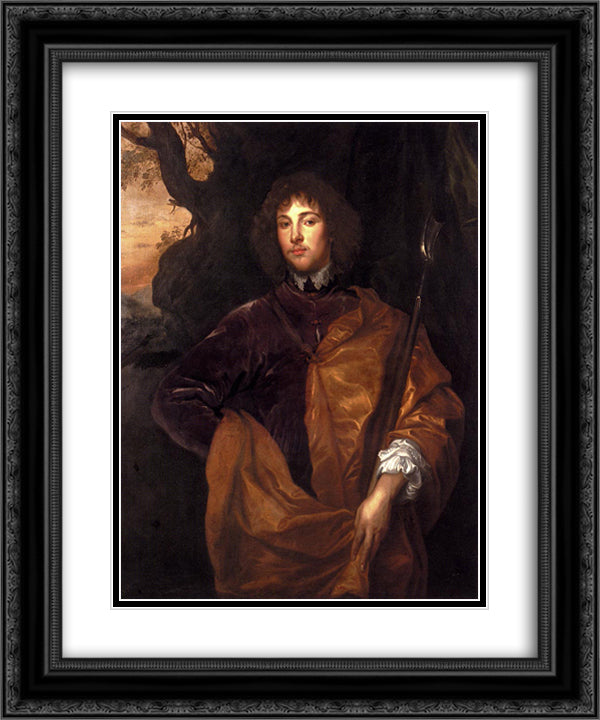 Portrait Of Philip, Lord Wharton 20x24 Black Ornate Wood Framed Art Print Poster with Double Matting by van Dyck, Anthony
