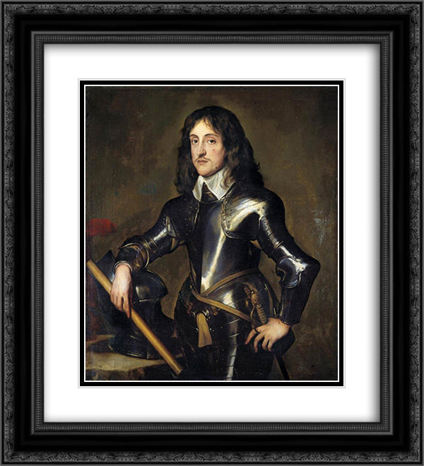 Portrait of Prince Charles Louis, Elector Palatine 20x22 Black Ornate Wood Framed Art Print Poster with Double Matting by van Dyck, Anthony