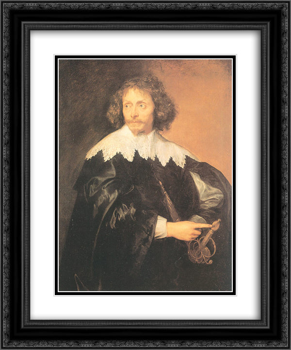 Portrait of Sir Thomas Chaloner 20x24 Black Ornate Wood Framed Art Print Poster with Double Matting by van Dyck, Anthony