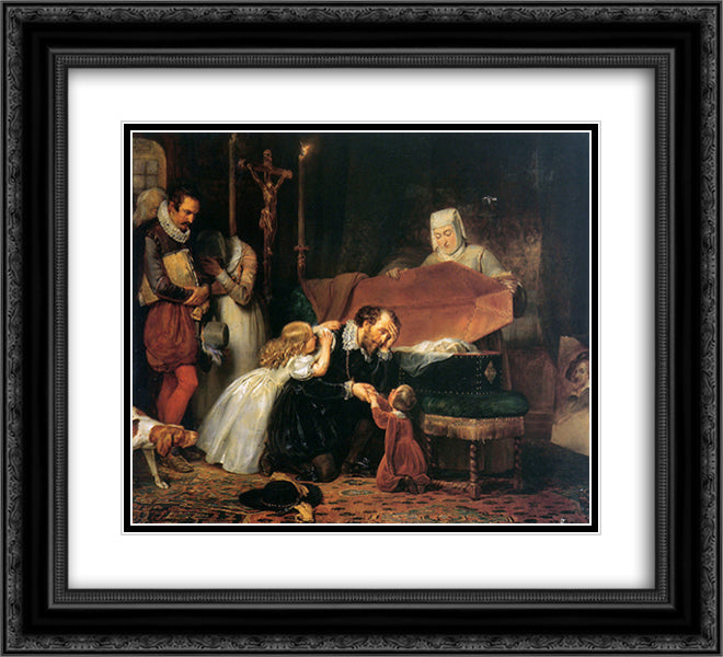 Rubens mourning his wife 22x20 Black Ornate Wood Framed Art Print Poster with Double Matting by van Dyck, Anthony