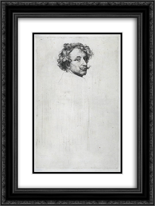 Self portrait 18x24 Black Ornate Wood Framed Art Print Poster with Double Matting by van Dyck, Anthony