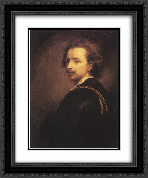 Self-portrait 20x24 Black Ornate Wood Framed Art Print Poster with Double Matting by van Dyck, Anthony