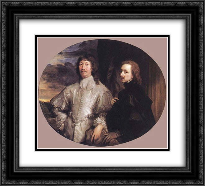 Sir Endymion Porter and the Artist 22x20 Black Ornate Wood Framed Art Print Poster with Double Matting by van Dyck, Anthony