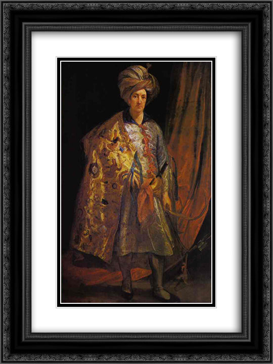 Sir Robert Sherly 18x24 Black Ornate Wood Framed Art Print Poster with Double Matting by van Dyck, Anthony