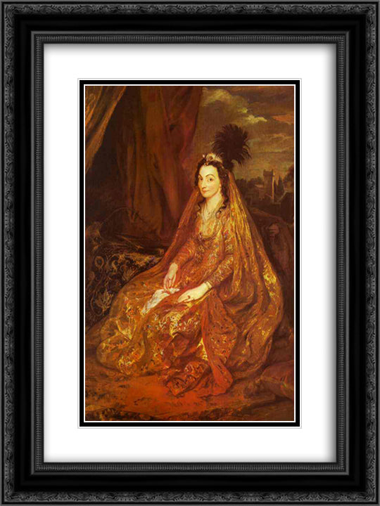 Teresia, Lady Shirley 18x24 Black Ornate Wood Framed Art Print Poster with Double Matting by van Dyck, Anthony