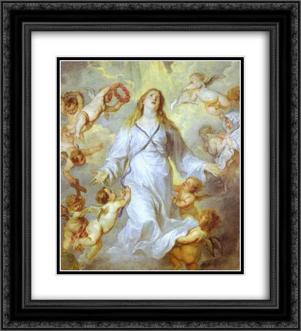 The Assumption of the Virgin 20x22 Black Ornate Wood Framed Art Print Poster with Double Matting by van Dyck, Anthony