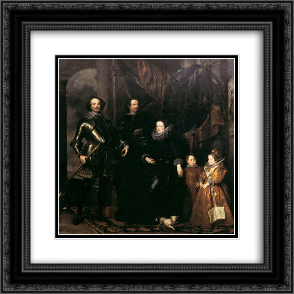 The Lomellini Family 20x20 Black Ornate Wood Framed Art Print Poster with Double Matting by van Dyck, Anthony