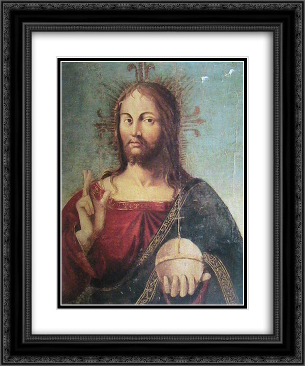 Christ 20x24 Black Ornate Wood Framed Art Print Poster with Double Matting by Messina, Antonello da