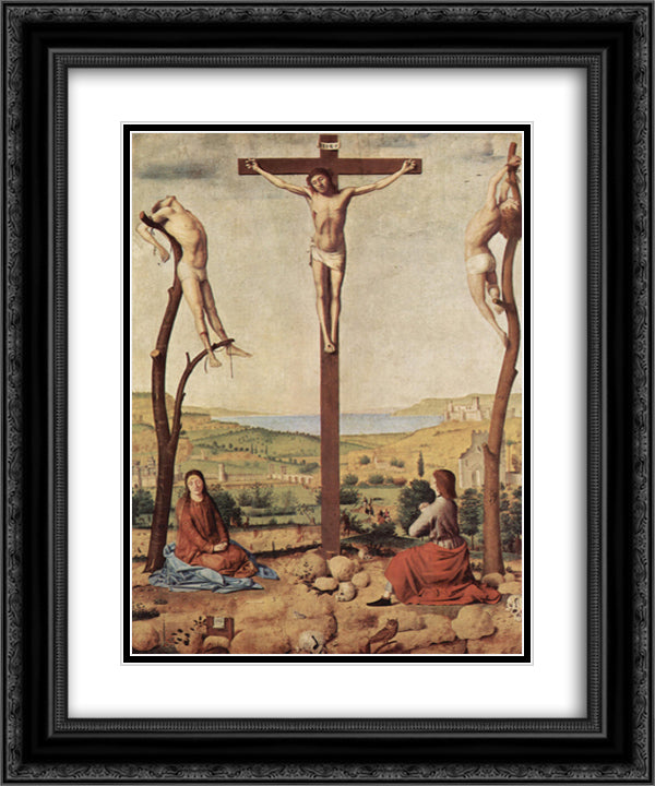 Crucifixion 20x24 Black Ornate Wood Framed Art Print Poster with Double Matting by Messina, Antonello da