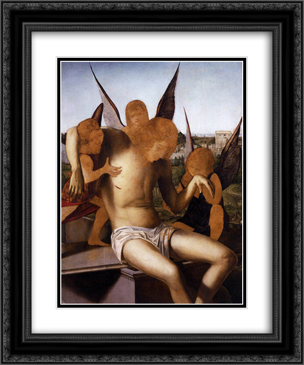 Pieta 20x24 Black Ornate Wood Framed Art Print Poster with Double Matting by Messina, Antonello da