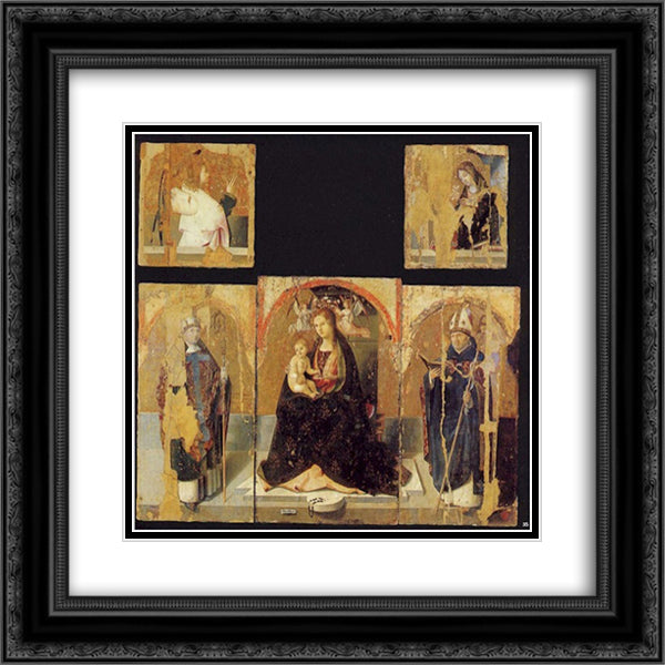 Polyptych with St. Gregory 20x20 Black Ornate Wood Framed Art Print Poster with Double Matting by Messina, Antonello da