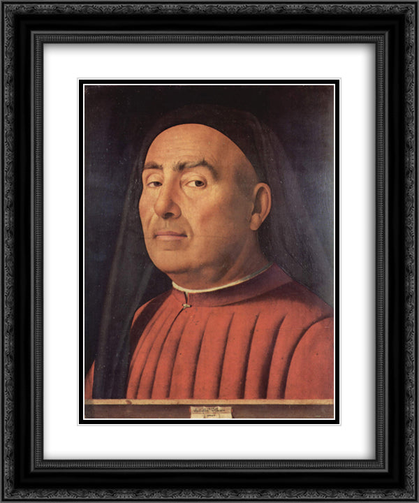 Portrait of a Man (Trivulzio portrait) 20x24 Black Ornate Wood Framed Art Print Poster with Double Matting by Messina, Antonello da