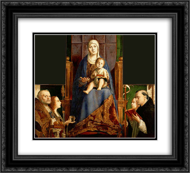 San Cassiano Altarpiece 22x20 Black Ornate Wood Framed Art Print Poster with Double Matting by Messina, Antonello da