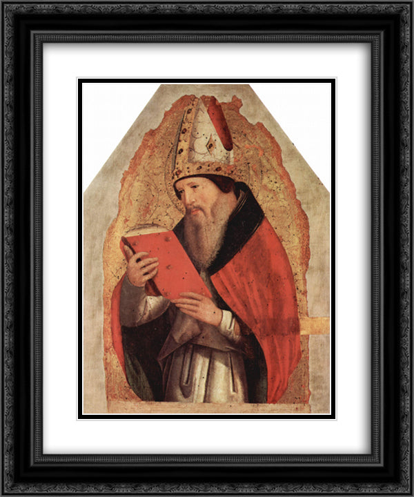 St. Augustine 20x24 Black Ornate Wood Framed Art Print Poster with Double Matting by Messina, Antonello da
