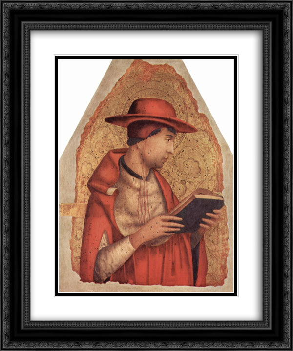 St. Jerome 20x24 Black Ornate Wood Framed Art Print Poster with Double Matting by Messina, Antonello da