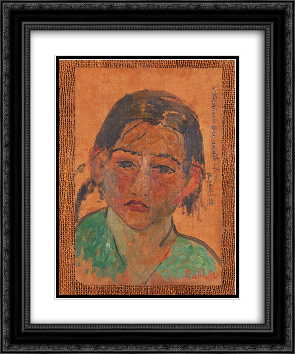 Fanciulla con la bocca rossa 20x24 Black Ornate Wood Framed Art Print Poster with Double Matting by Raphael, Antonietta