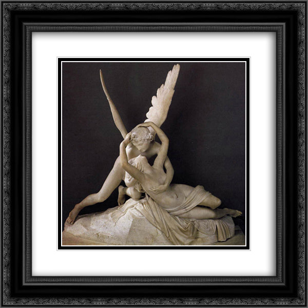 Cupid and Psyche 20x20 Black Ornate Wood Framed Art Print Poster with Double Matting by Canova, Antonio