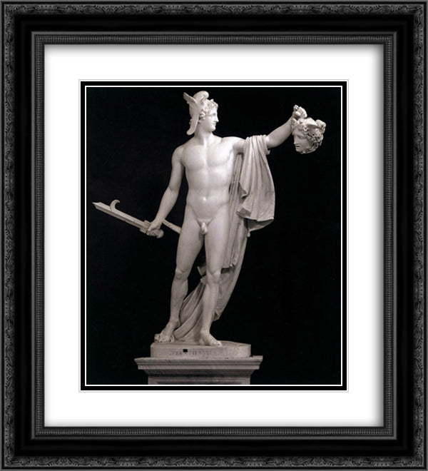 Perseus with the Head of Medusa 20x22 Black Ornate Wood Framed Art Print Poster with Double Matting by Canova, Antonio