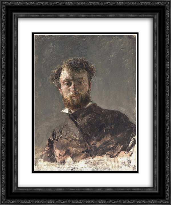 Self-Portrait 20x24 Black Ornate Wood Framed Art Print Poster with Double Matting by Mancini, Antonio