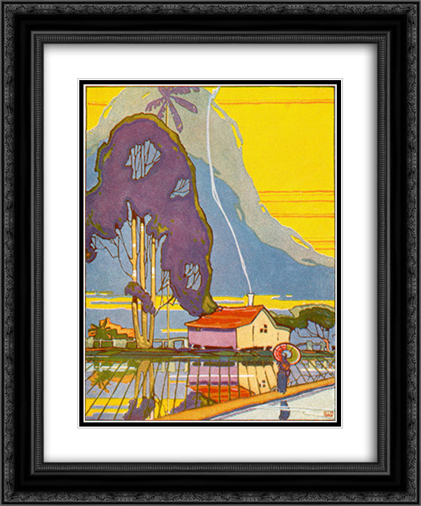 Ricefields 20x24 Black Ornate Wood Framed Art Print Poster with Double Matting by Manookian, Arman