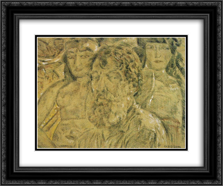 Self-Portrait with Dolls and Beard 24x20 Black Ornate Wood Framed Art Print Poster with Double Matting by Reveron, Armando