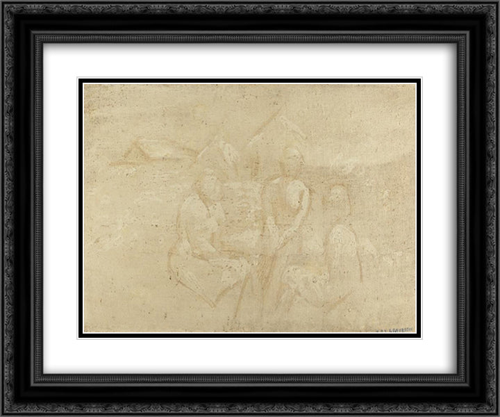 Tres figuras 24x20 Black Ornate Wood Framed Art Print Poster with Double Matting by Reveron, Armando