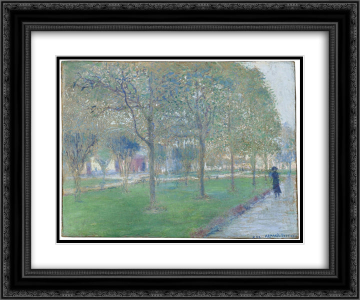Un Paseo en el Parque 24x20 Black Ornate Wood Framed Art Print Poster with Double Matting by Reveron, Armando