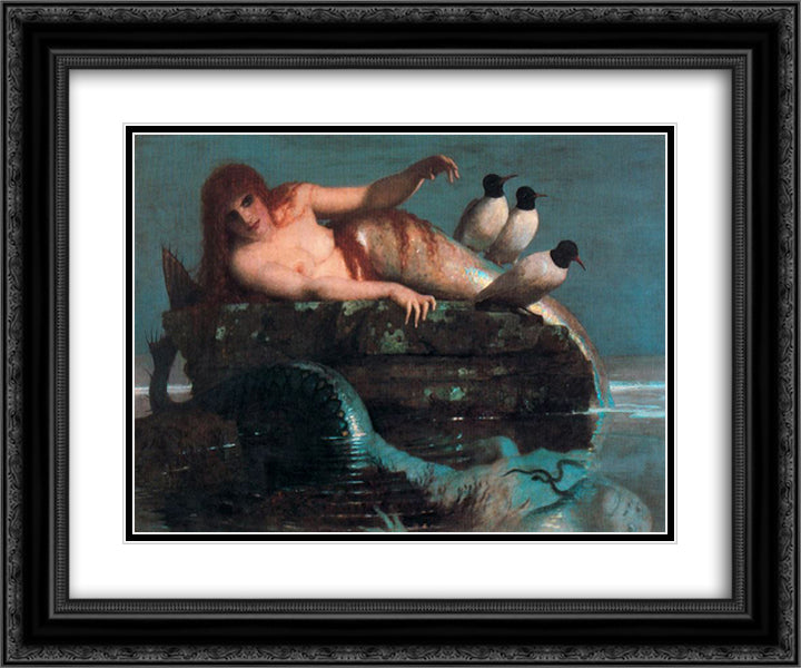 Meerestille (Calm Sea) 24x20 Black Ornate Wood Framed Art Print Poster with Double Matting by Bocklin, Arnold