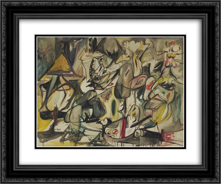 The Leaf of the Artichoke is an Owl 24x20 Black Ornate Wood Framed Art Print Poster with Double Matting by Gorky, Arshile