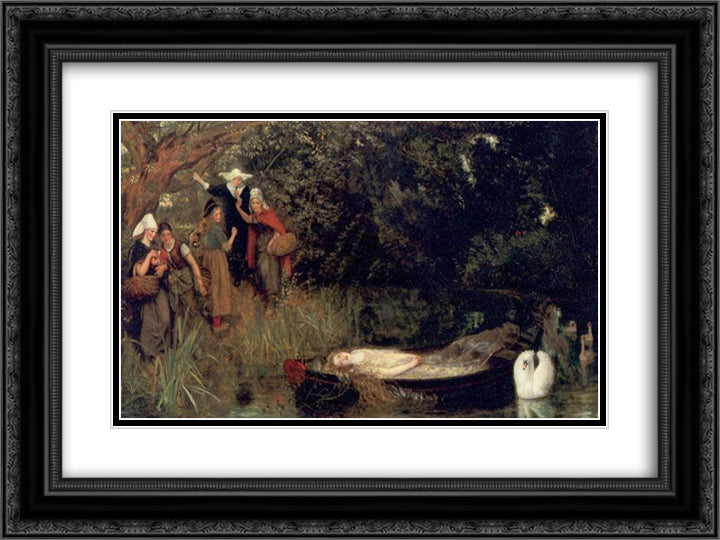 The Lady of Shalott 24x18 Black Ornate Wood Framed Art Print Poster with Double Matting by Hughes, Arthur