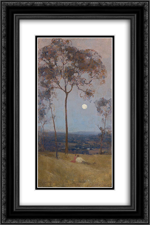 Above us the great grave sky 16x24 Black Ornate Wood Framed Art Print Poster with Double Matting by Streeton, Arthur