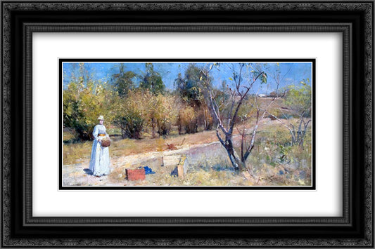 Autumn 24x16 Black Ornate Wood Framed Art Print Poster with Double Matting by Streeton, Arthur