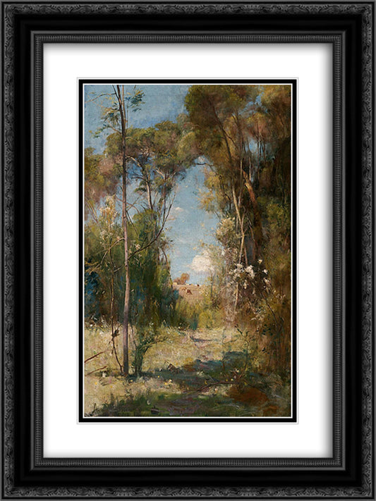 Pastoral 18x24 Black Ornate Wood Framed Art Print Poster with Double Matting by Streeton, Arthur