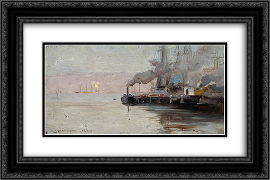 Sandridge 24x16 Black Ornate Wood Framed Art Print Poster with Double Matting by Streeton, Arthur